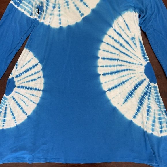 Soft Surroundings Size S Blue Tie Dye Tunic Top Jersey Knit Boho Hippie Stretch‎ - Picture 11 of 13
